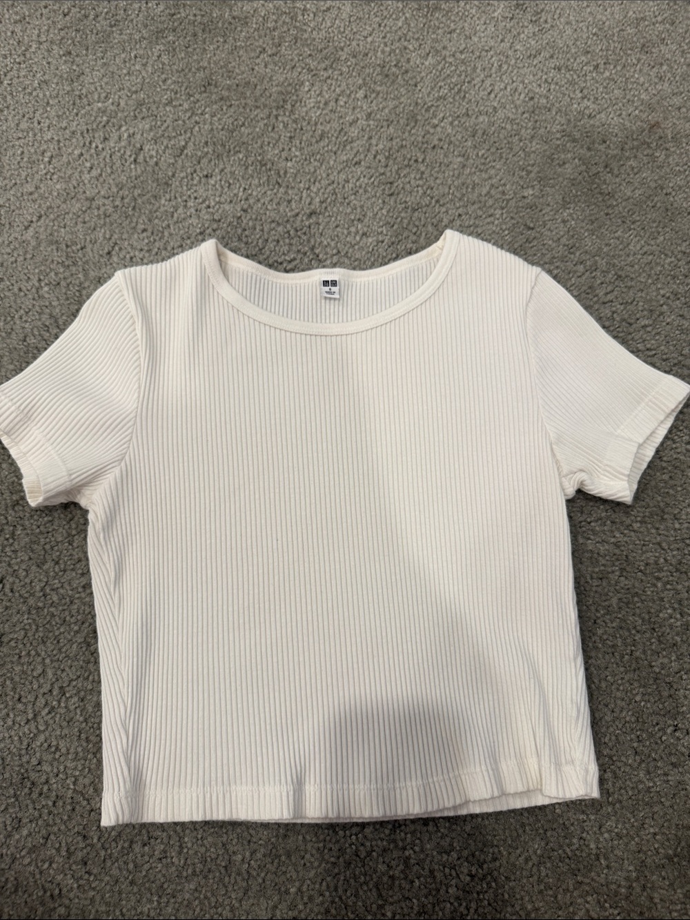 UNIQLO Women's Ribbed Short Sleeve Tee - Off-White